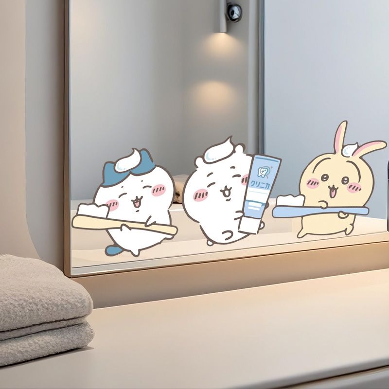 Tiny Home Bathroom Kit - Pegatinas de Espejo Chiikawa, Adhesivo Fuerte,