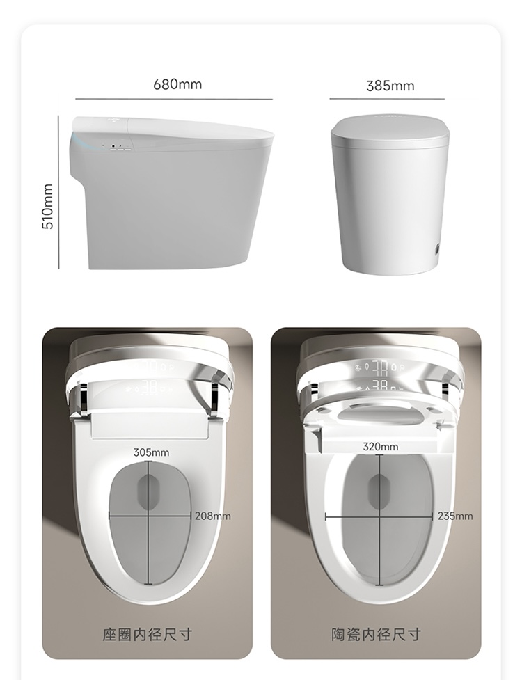 Home And Bathroom - Inodoro Inteligente con Descarga Automática, Higiénico,