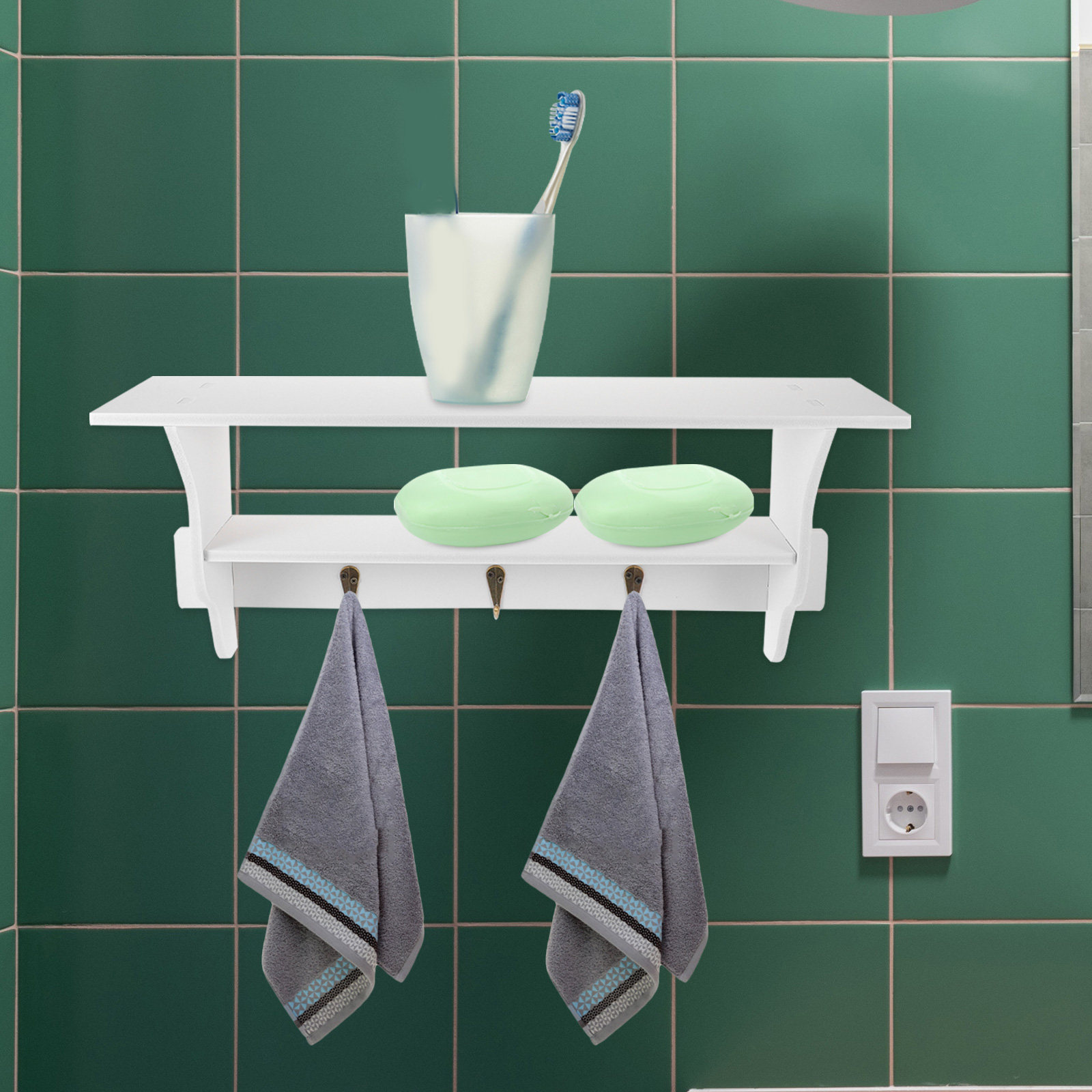 Home Bathroom Shelf - Estante Flotante de Pared Blanco Minimalista