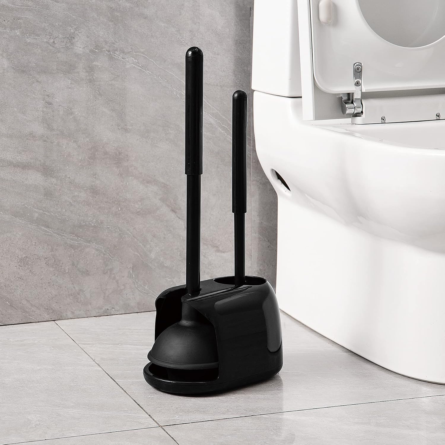 Toilet Brush Holder - Juego de escobilla y desatascador de