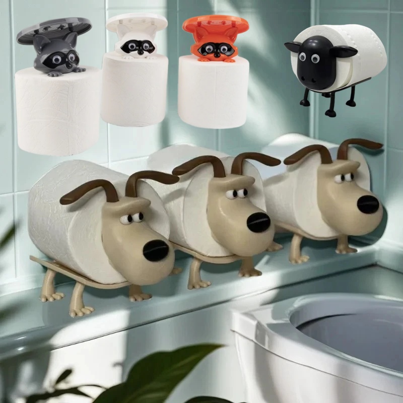 Tiny Home Bathroom Kit - Soporte de papel higiénico divertido perro