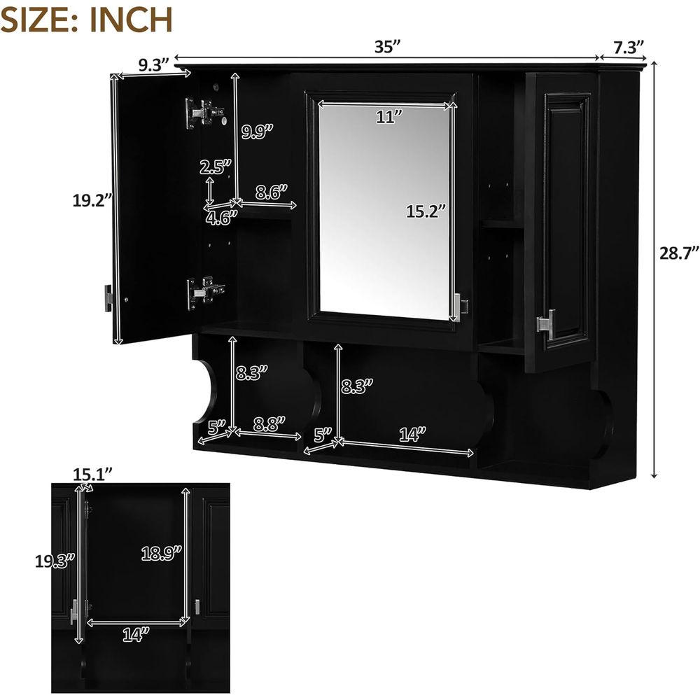 Gabinete de Baño con Espejo, B - Home Bathroom Shelf reseña y precio