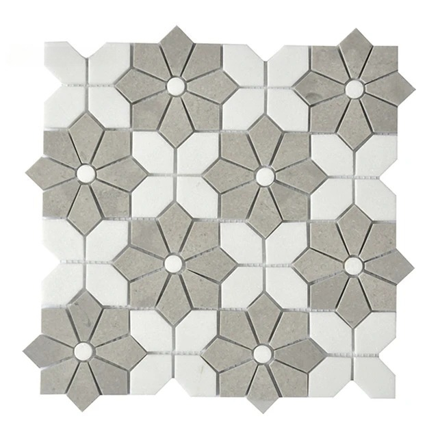 Mosaico de Mármol Blanco Mixto - Home Bathroom Tiles Design reseña y precio