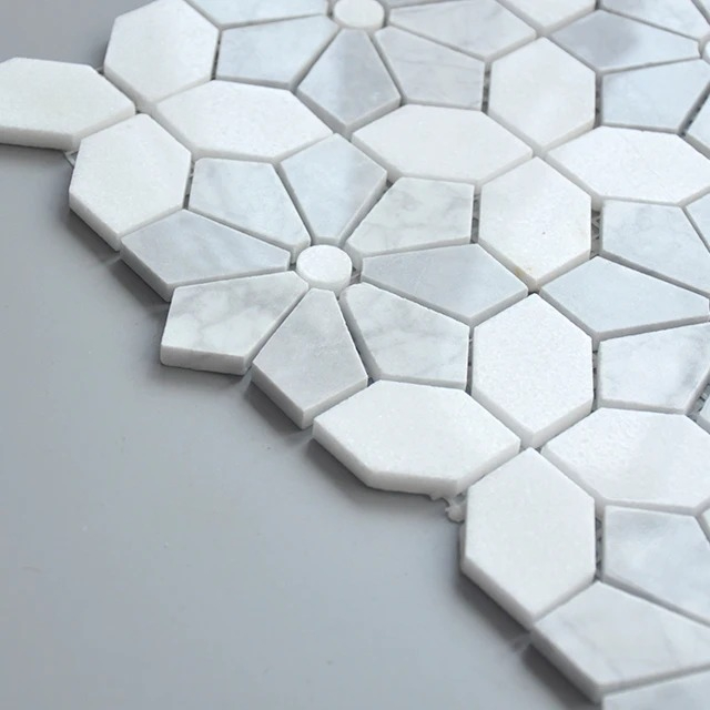 Mosaico de Mármol Blanco Mixto - Home Bathroom Tiles Design reseña y precio